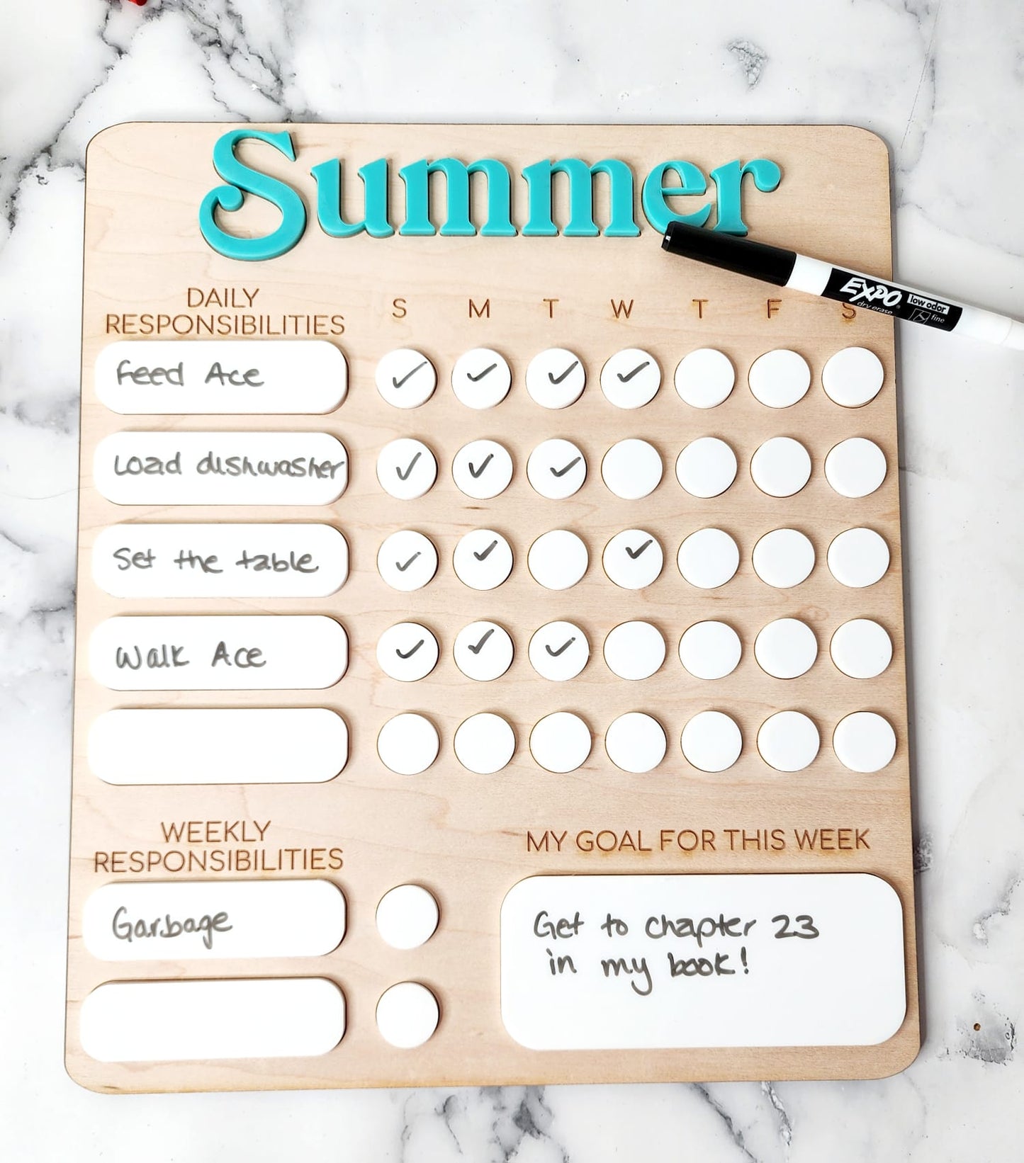 daily & weekly responsibilities board