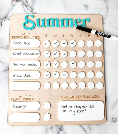 daily & weekly responsibilities board