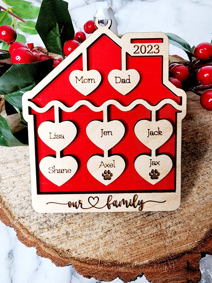family christmas ornament gingerbread house