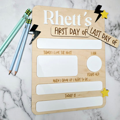 lightening bolt star interchangeable first/last day school board sign